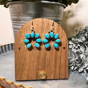 925 Sterling Silver Kingman Turquoise Naja Dangle Earrings | Southwestern